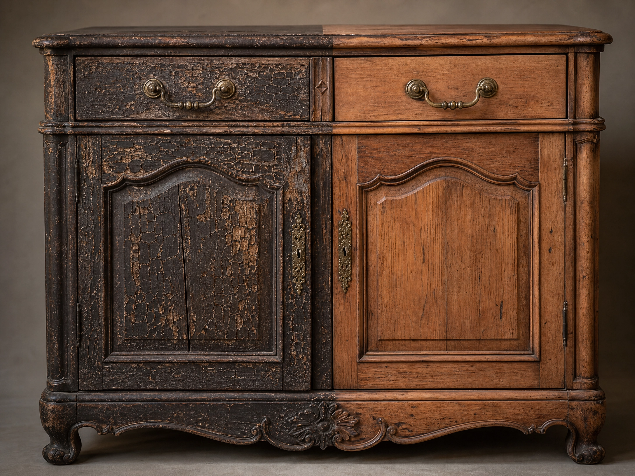 antique furniture varnish contrast